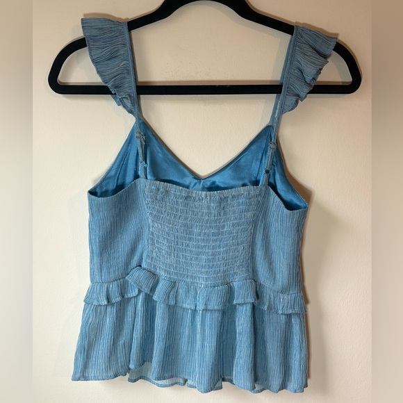 Express Light Blue Ruffled Blouse - Picture 2 of 4